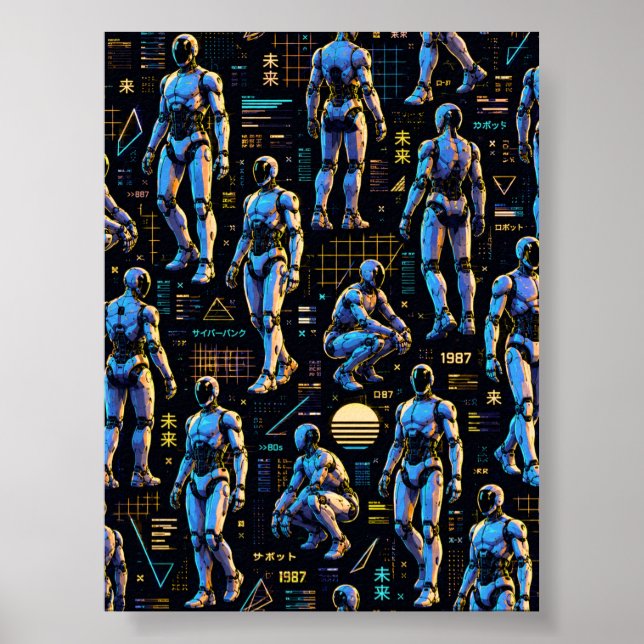 Poster Arte de Robô Humanoide Futurista | Android de Ficç (Frente)