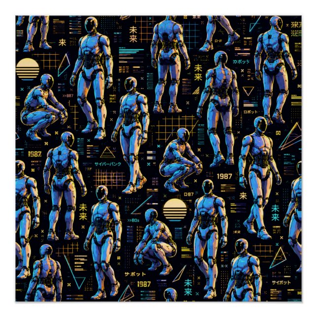 Póster Arte de Robô Humanoide Futurista | Android de Ficç (Frente)