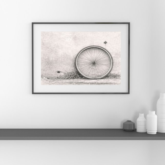 Poster Arte de Roda de Bicicleta Preto e Branco – Minimal (Criador carregado)