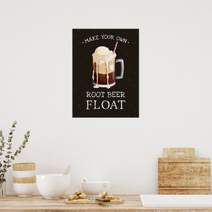 Poster Arte de Root Beer Float em Estilo de Quadro Negro 