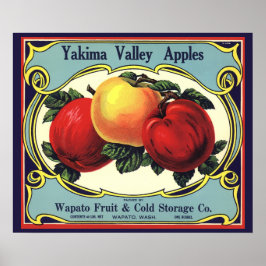 Poster Arte de rótulo de caixa de frutas vintage Yakima V