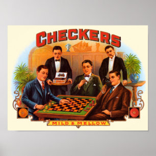 Póster Arte de rótulo de charuto vintage, Checkers Mild a