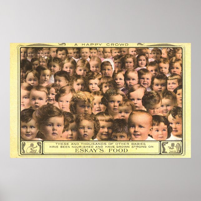 Póster Arte de rótulo de produto antigo, comida de bebê E (Frente)