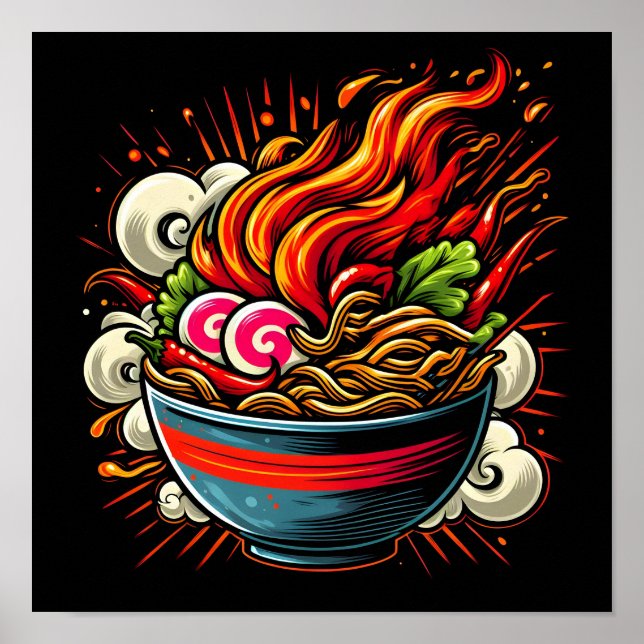 Poster Arte de Rua de Ramen Japonês Apimentado (Frente)