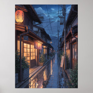 Poster Arte de Rua Japonesa Chuva Nebulosa