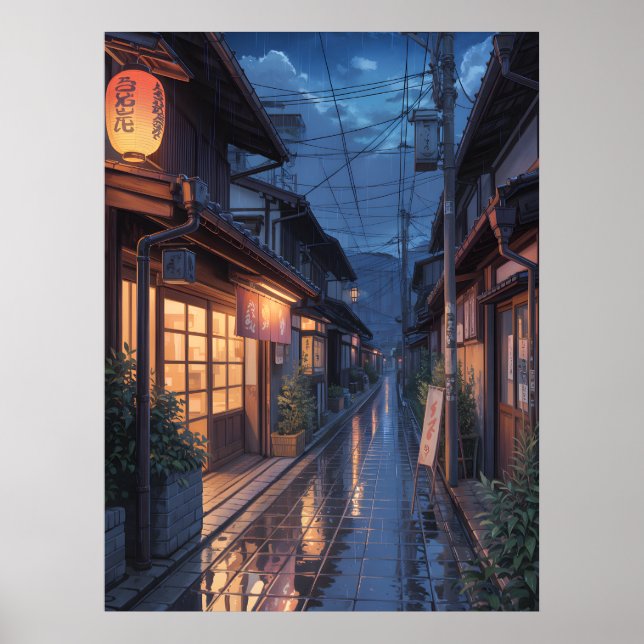 Poster Arte de Rua Japonesa Chuva Nebulosa (Frente)