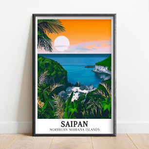 Poster Arte de Saipan - Pôsteres da Praia Marinha - Impre
