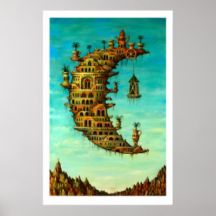 Poster Arte de Salvador Dali Impressa Vivendo na Lua