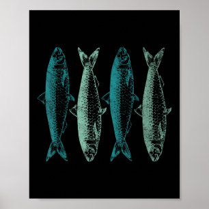 Poster Arte de Sardinha Antiga Amante de Sardinha em Lata