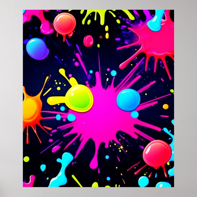 Poster Arte de Splatter de Tinta Vibrante (Frente)