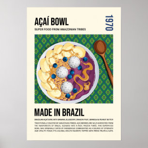 Poster Arte de Taca de Açaí Superalimento Brasileiro