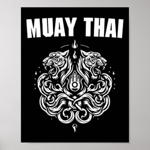Poster Arte de Tatuagem Sak Yant Muay Thai Gêmeos Tatuado