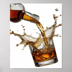 Poster Arte de texto 3D atraente em prata WHISKY SPLASH