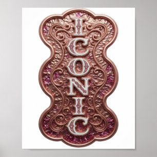 Poster Arte de texto 3D atraente ICONIC Silver