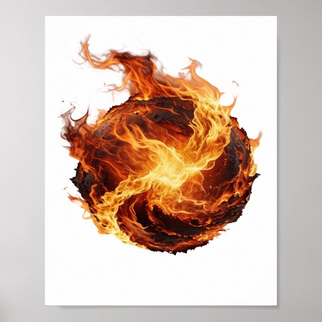 Poster Arte de Texto 3D Bola de Fogo Prata Limpa (Frente)