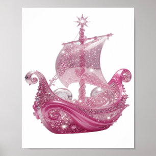 Poster Arte de texto 3D de NAVIO BRILHANTE PRATA na moda