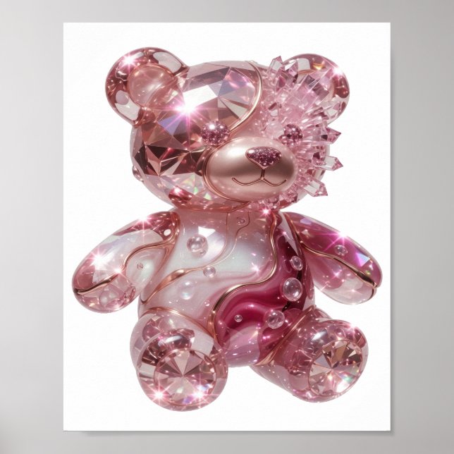 Poster Arte de texto 3D de URSO TEDDY DIAMANTE de Prata C (Frente)