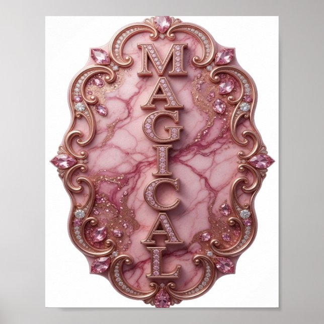 Poster Arte de Texto 3D Dinâmico Dourado MÁGICO (Frente)