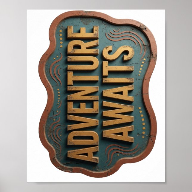 Poster Arte de texto 3D em Laranja Intenso AVENTURA ESPER (Frente)
