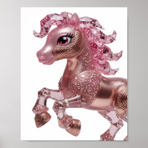 Poster Arte de texto 3D em prata ousada ROSA OURO PINK UN
