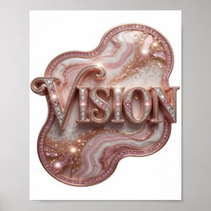 Poster Arte de Texto 3D Icone Ouro VISION