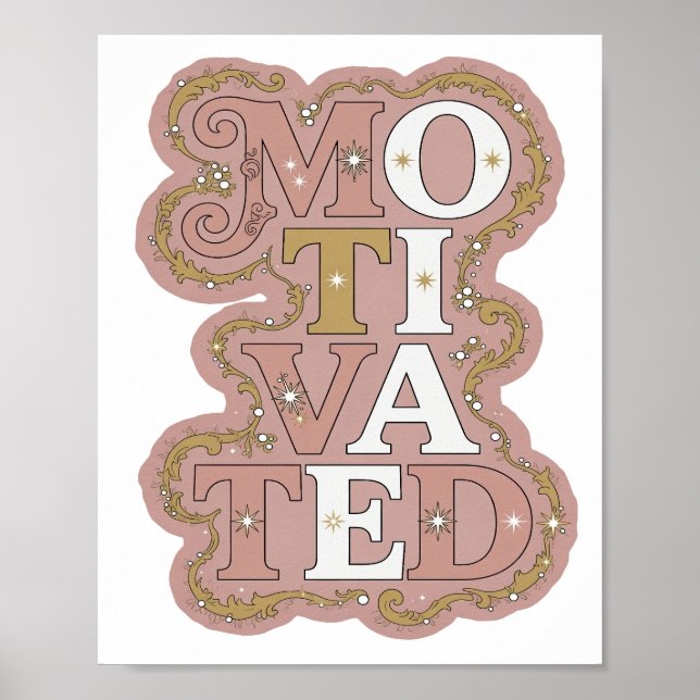 Poster Arte de Texto 3D Motivado em Ouro Limpo (Frente)