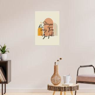 Poster Arte de texto moderno boho inspirador Rise Stronge
