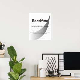 Poster Arte de Tipografia Inspiradora Citação de Sacrifíc