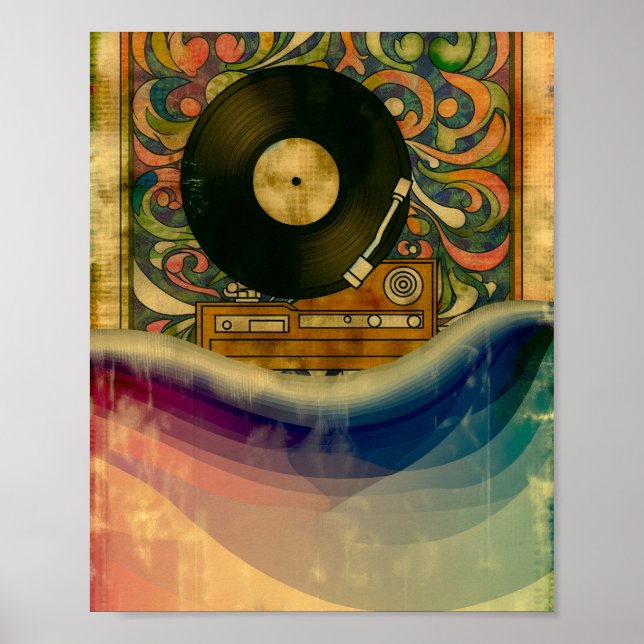Poster Arte de toca-discos psicodélico (Frente)