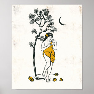 Poster Arte De Toile De Estilo Zodiac Apresentando O Virg