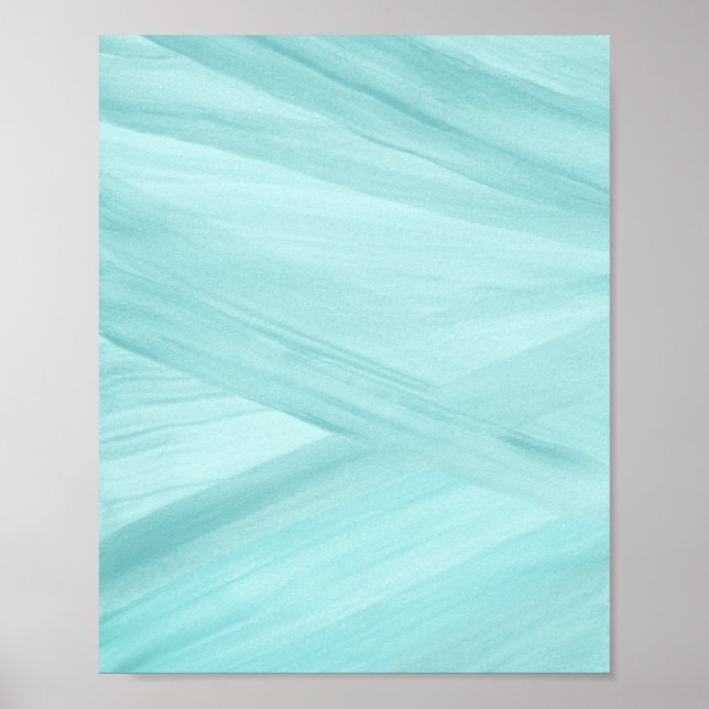Poster Arte de Traço das Linhas Abstrato Azul Aqua Claro (Frente)