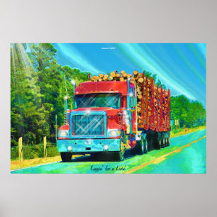 Póster Arte de Transporte de Caminhões de Autoestradas Am