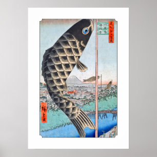 Póster Arte de Ukiyo-e do japonês da ponte de Hiroshige