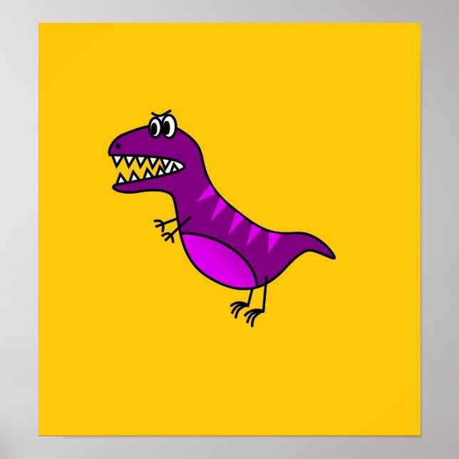 Póster Arte de um dinossauro roxo e bonito (Frente)