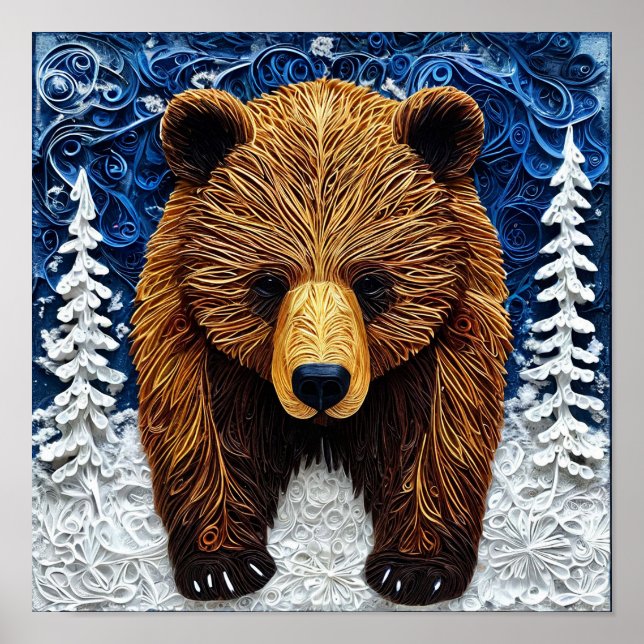 Poster Arte de urso pardo (Frente)