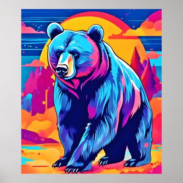 Poster Arte de Urso Vibrante (Frente)