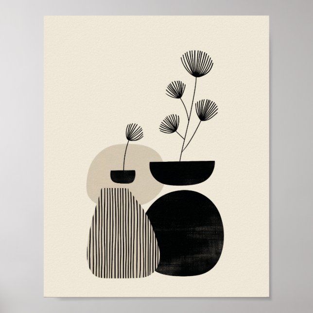 Poster Arte de Vaso Abstrato Neutro (Frente)