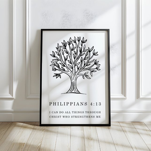 Poster Arte de Versículo Bíblico Cristão Filipenses 4:13 (Criador carregado)