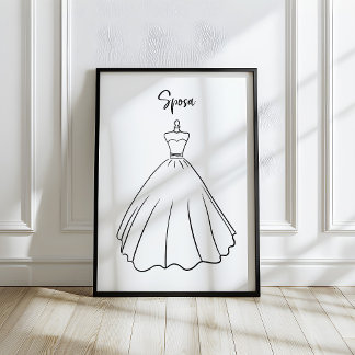 Poster Arte de Vestido de Noiva da Noiva Italiana Caprich