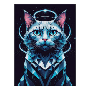 Póster Arte de Vetor Geométrico Cristal Cat