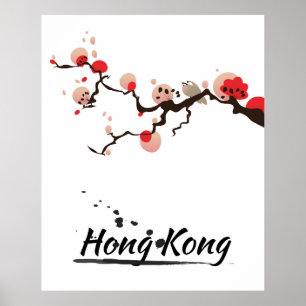 Póster Arte de Viagem Antiga de Hong Kong