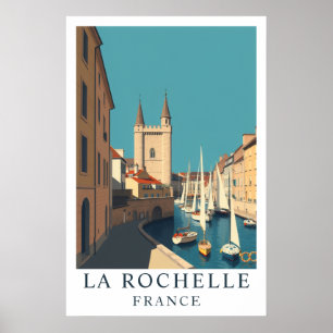 Poster Arte de Viagem Antiga do Porto de La Rochelle Fran