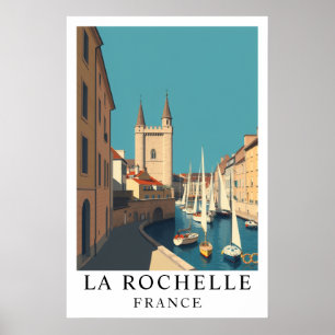 Poster Arte de Viagem Antiga do Porto de La Rochelle Fran