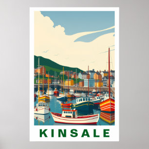 Poster Arte de Viagem Antiga Kinsale Harbor Irlanda