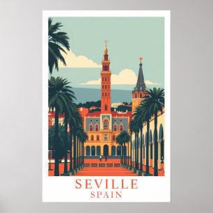 Poster Arte de Viagem Antigo Sevilha Espanha