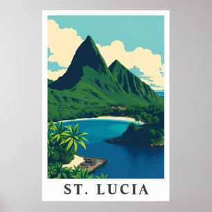 Poster Arte de Viagem da Praia Tropical Caribenha de Sant