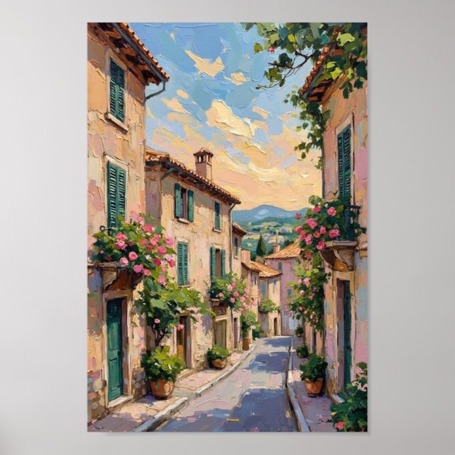 Poster Arte de Viagem da Vila Francesa Vintage (Frente)