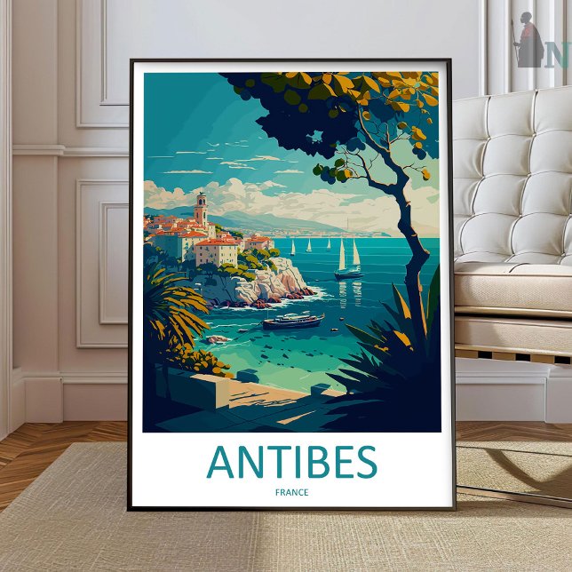 Poster Arte de viagem de Antibes para parede Enfeite de p (Criador carregado)