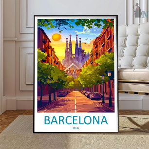 Poster Arte de viagem de Barcelona para parede Arte de Ba