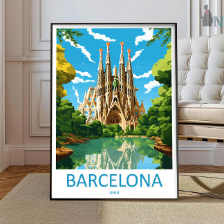 Poster Arte de viagem de Barcelona para parede Arte de Ba
